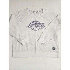 Los Angeles Lakers NBA DKNY Women's White Pullover Crewneck Sweatshirt/Sweater